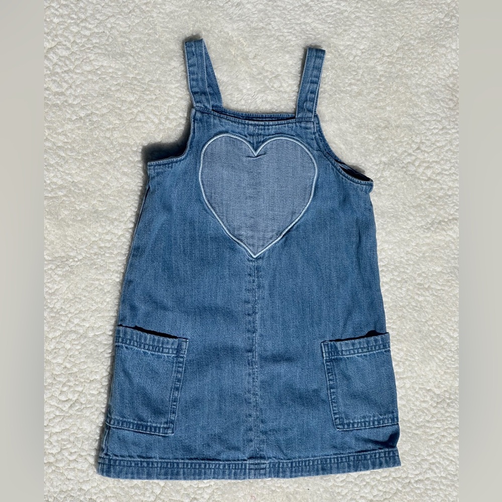 Denim Heart Pocket Kids Jumper Dress - Blue